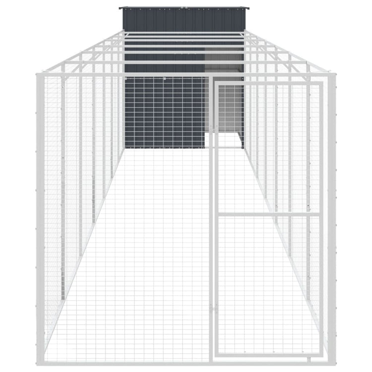 Vidaxl Dog Loft with Run 165x863x181 cm Anthracite en acier galvanisé
