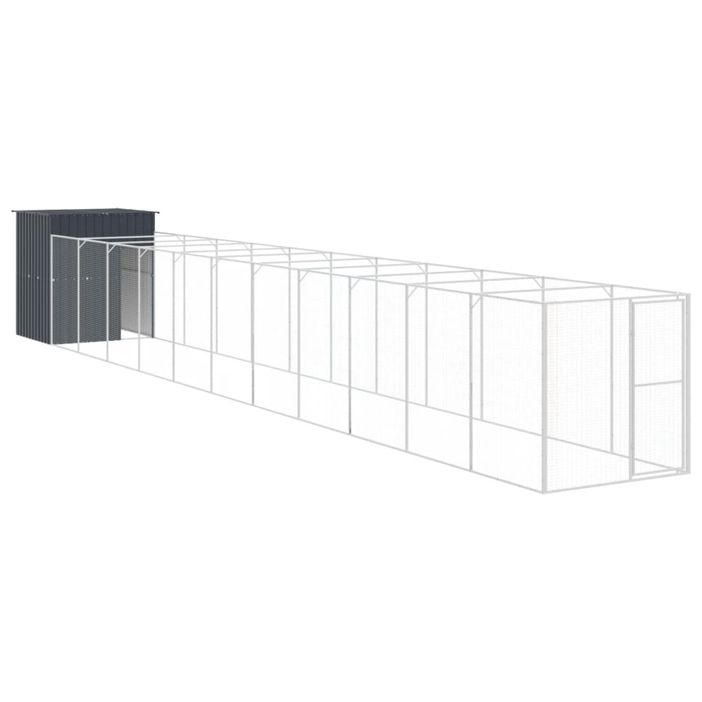 Vidaxl Dog Loft with Run 165x1271x181 cm en acier anthracite