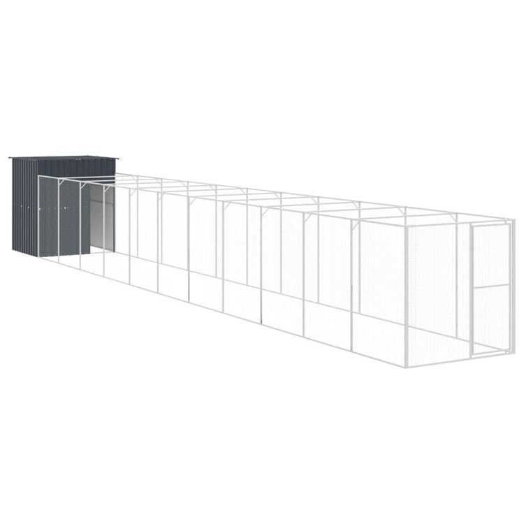 Vidaxl Dog Loft with Run 165x1271x181 cm en acier anthracite