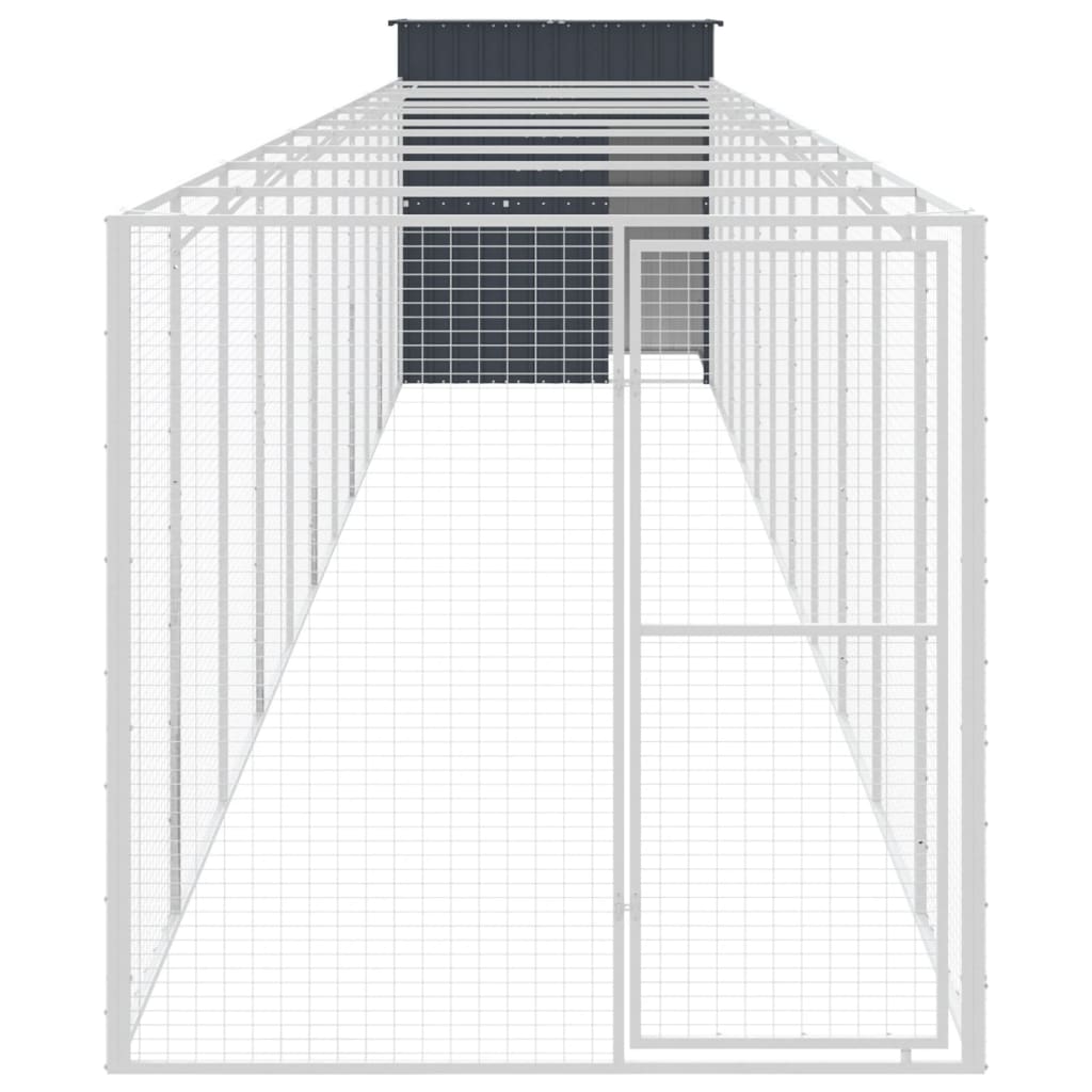 Vidaxl Dog Loft with Run 165x1271x181 cm en acier anthracite