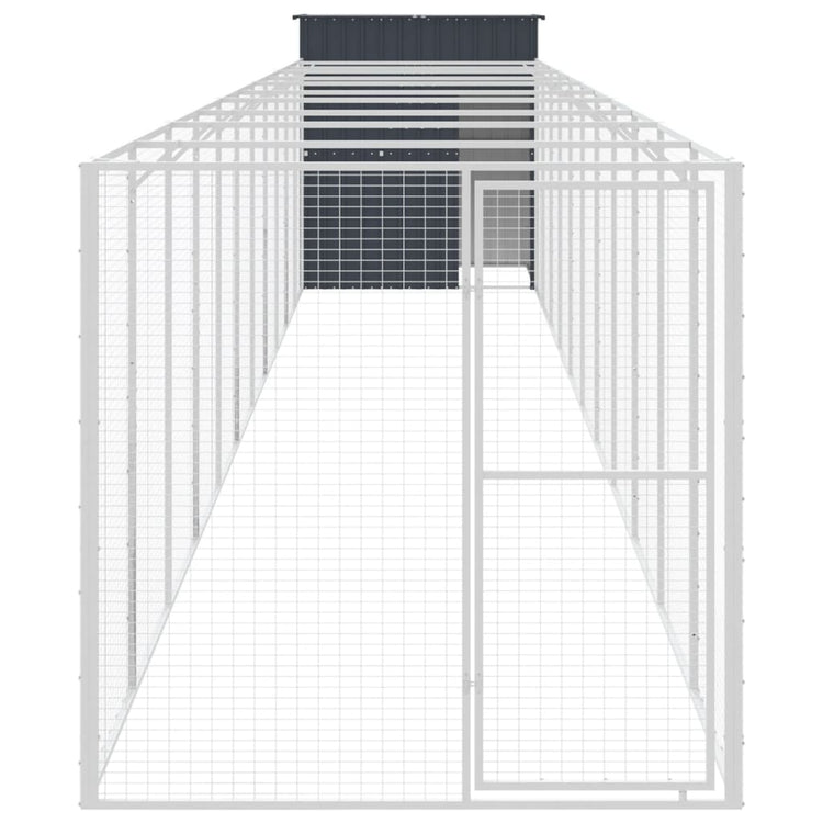 Vidaxl Dog Loft with Run 165x1271x181 cm en acier anthracite