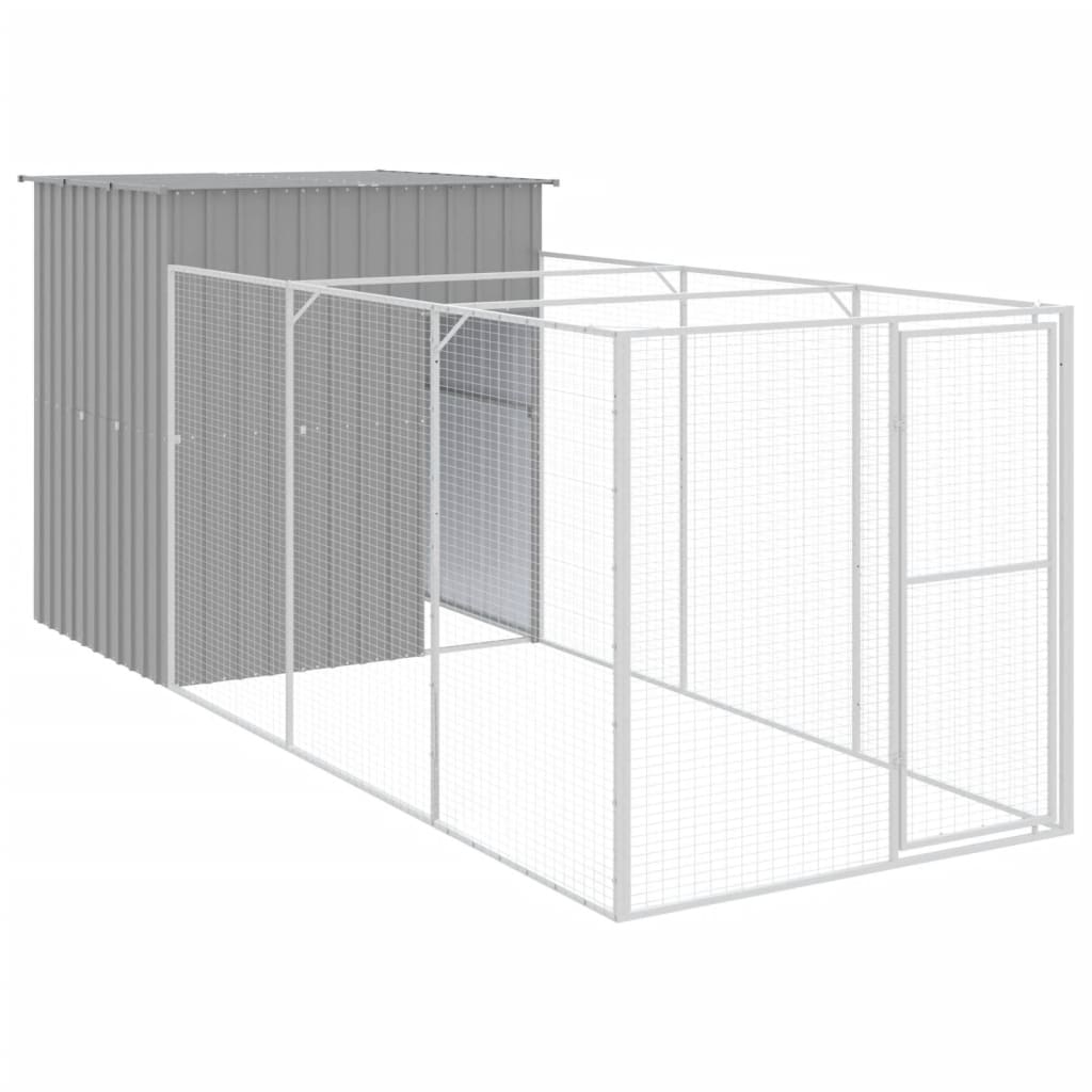 Vidaxl Dog Loft avec exécution 165x455x181 cm Gris clair en acier