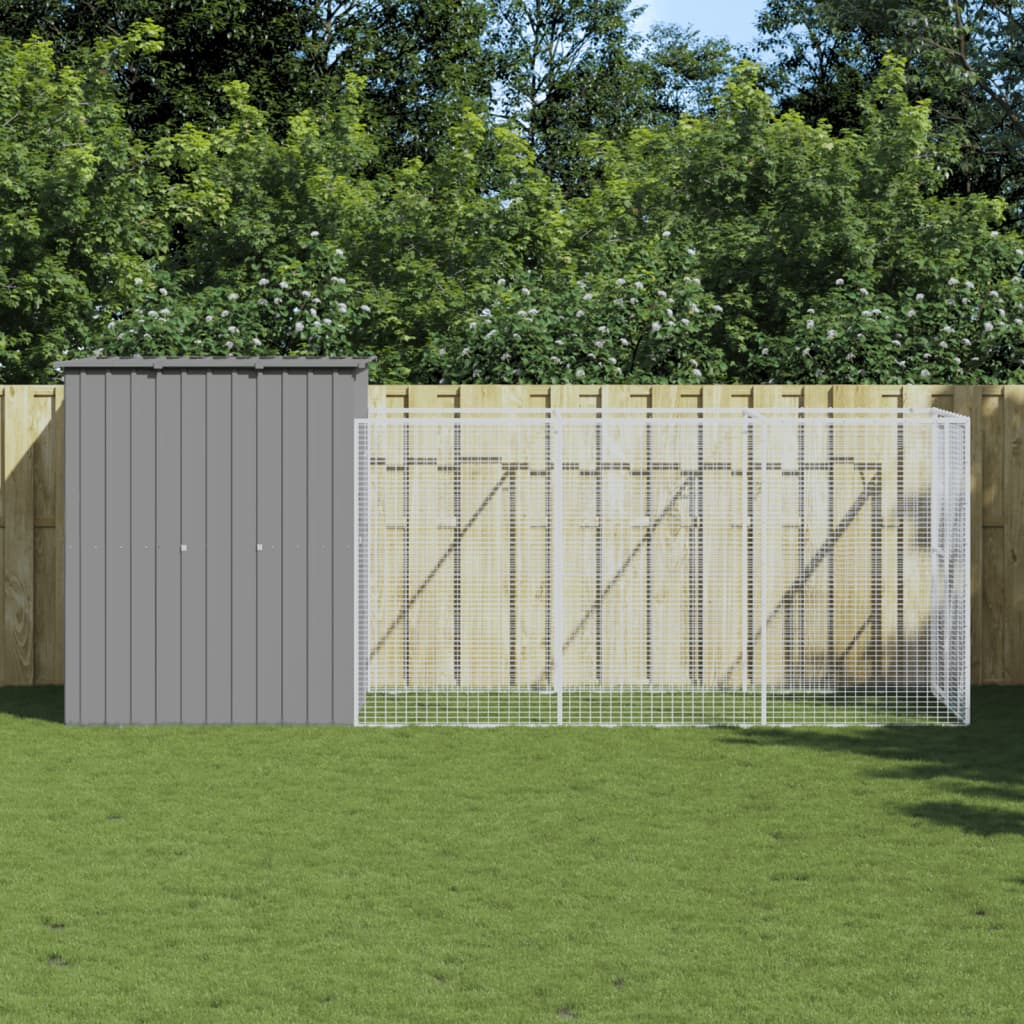 Vidaxl Dog Loft avec exécution 165x455x181 cm Gris clair en acier