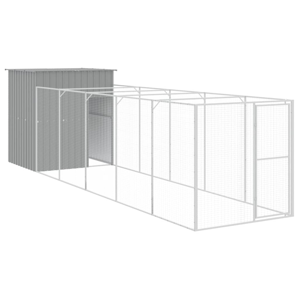 Vidaxl Dog Loft avec Run 165x659x181 cm Gray en acier galvanisé