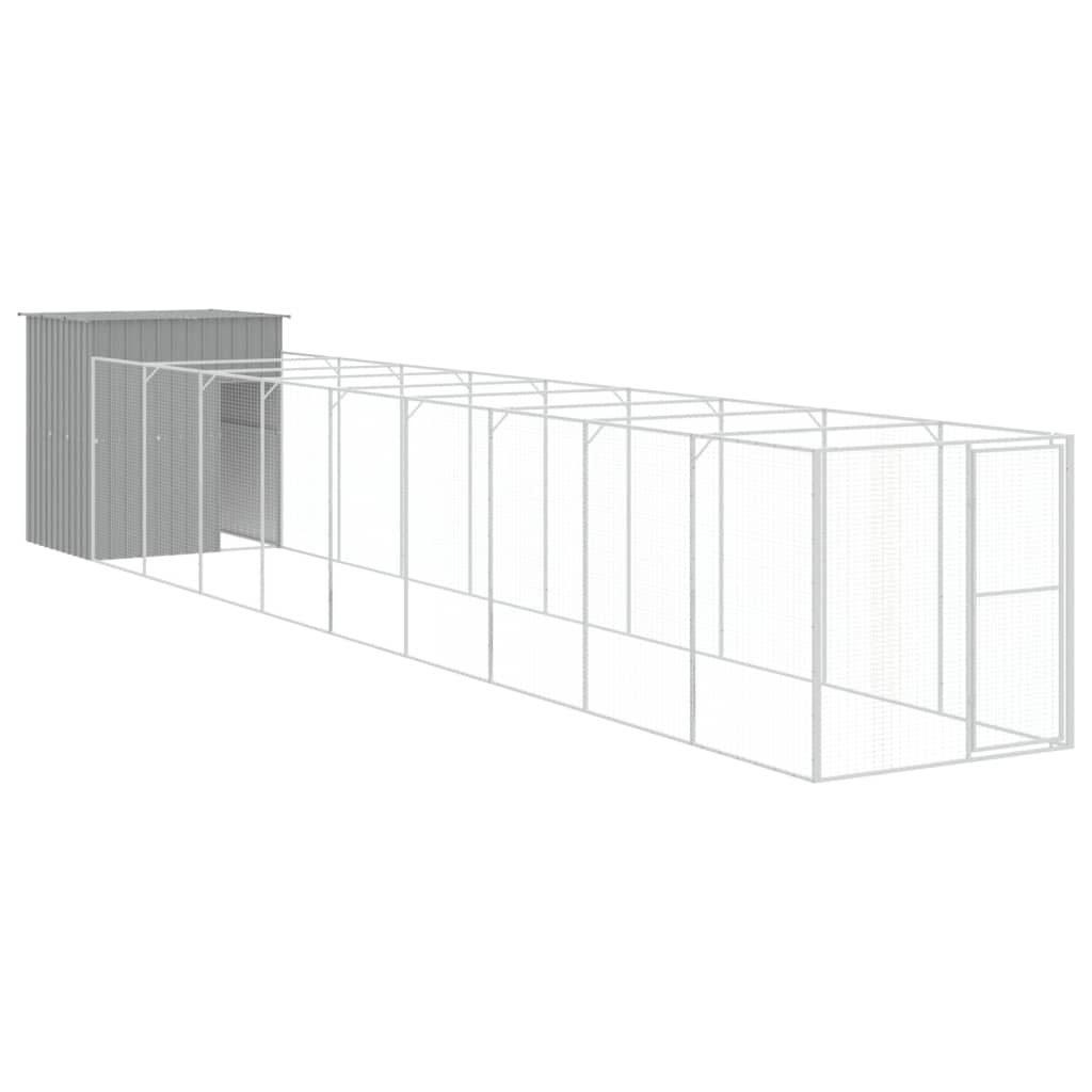 Vidaxl Dog Loft with Run 165x1.067x181 cm en acier gris clair