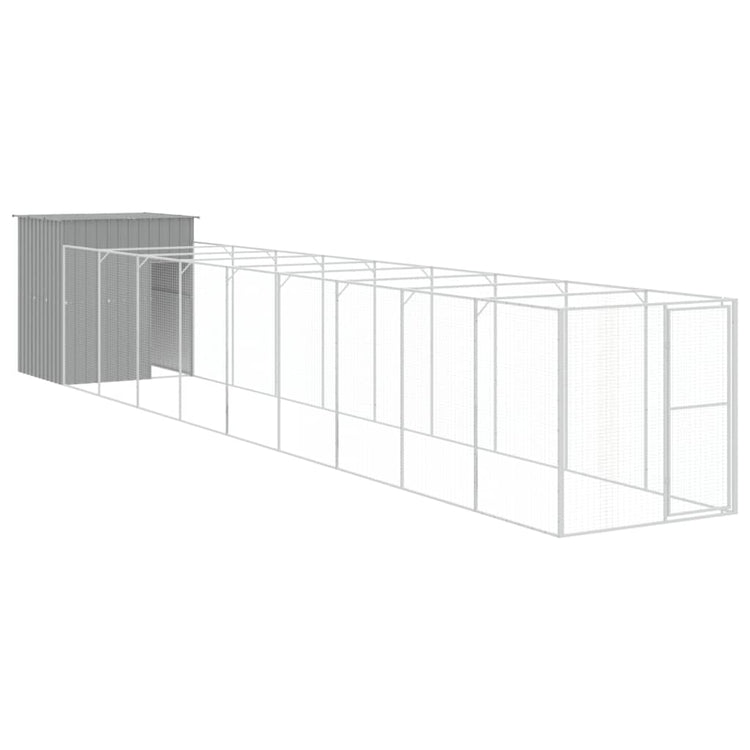 Vidaxl Dog Loft with Run 165x1.067x181 cm en acier gris clair