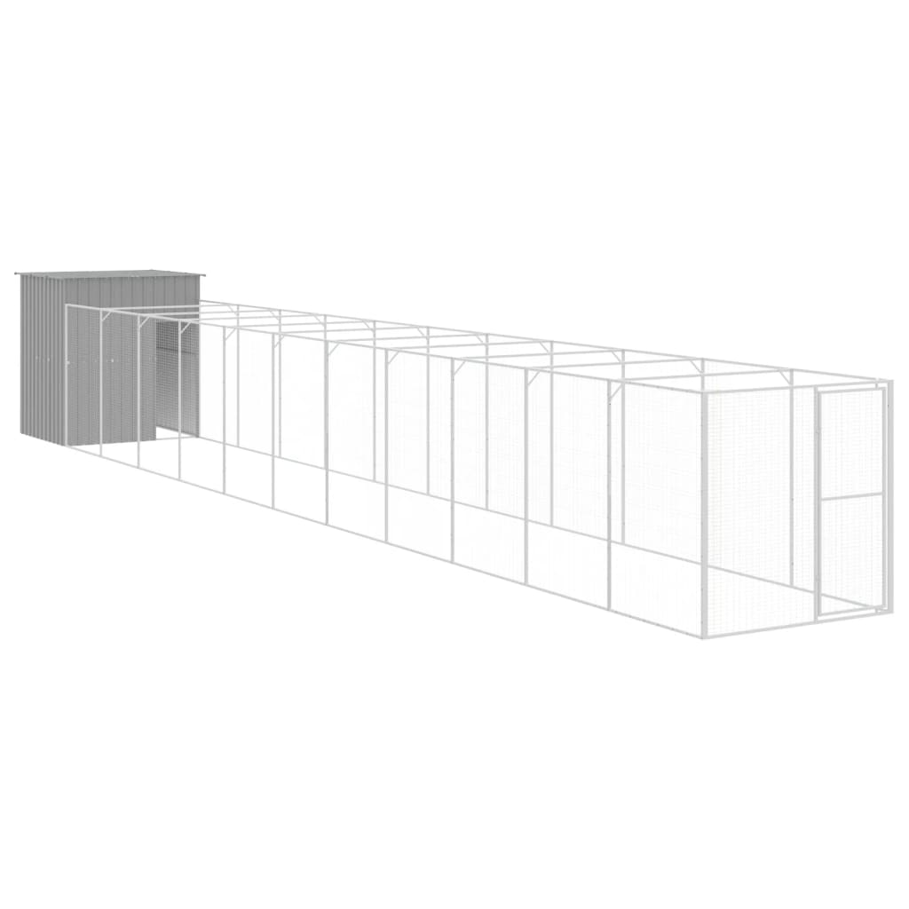 Vidaxl Dog Loft with Run 165x1271x181 cm en acier gris clair