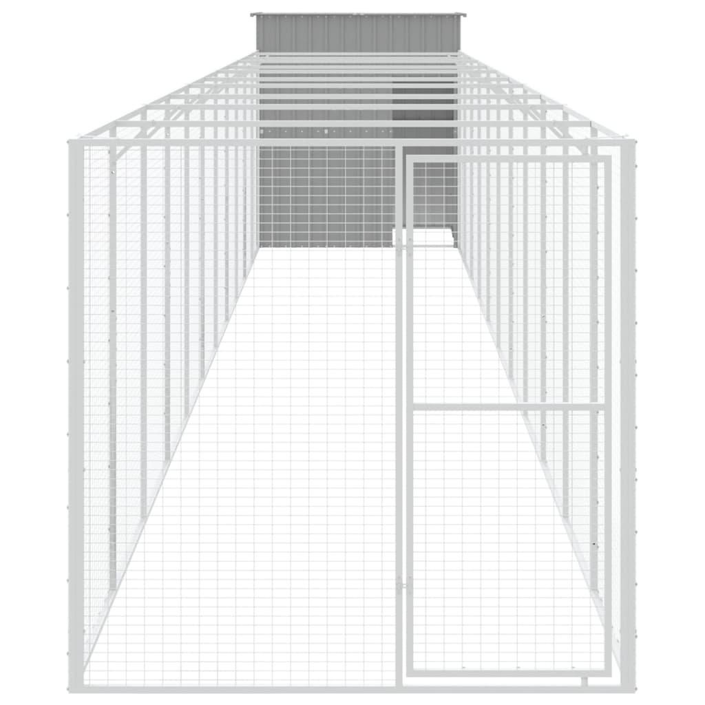 Vidaxl Dog Loft with Run 165x1271x181 cm en acier gris clair