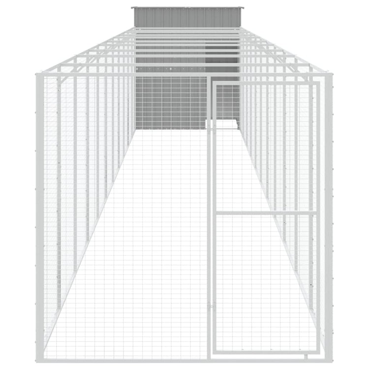 Vidaxl Dog Loft with Run 165x1271x181 cm en acier gris clair