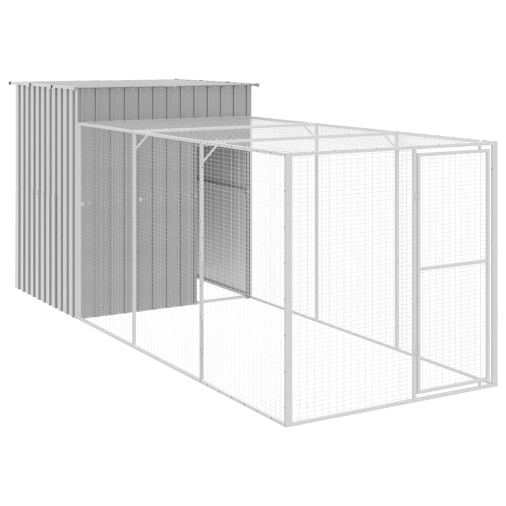 Poulet Vidaxl avec course 165x455x181 cm Gris clair en acier