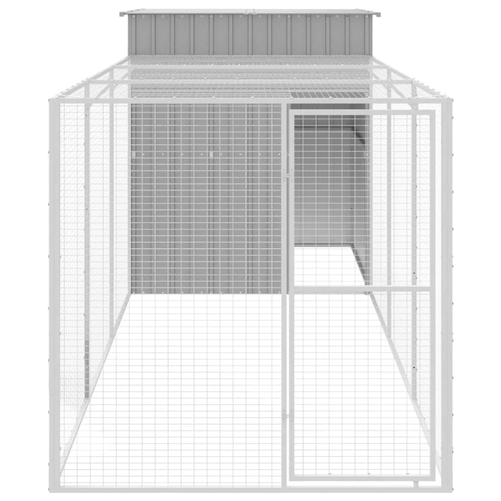Poulet Vidaxl avec course 165x455x181 cm Gris clair en acier