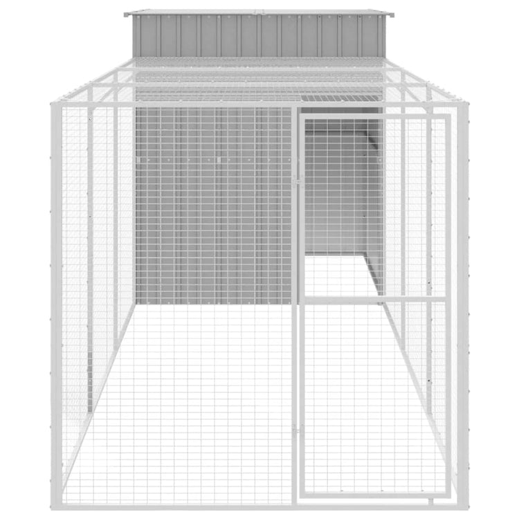 Poulet Vidaxl avec course 165x455x181 cm Gris clair en acier