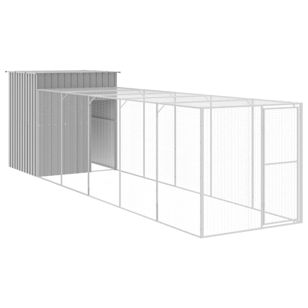 Poulet Vidaxl avec course 165x659x181 cm Gris clair en acier