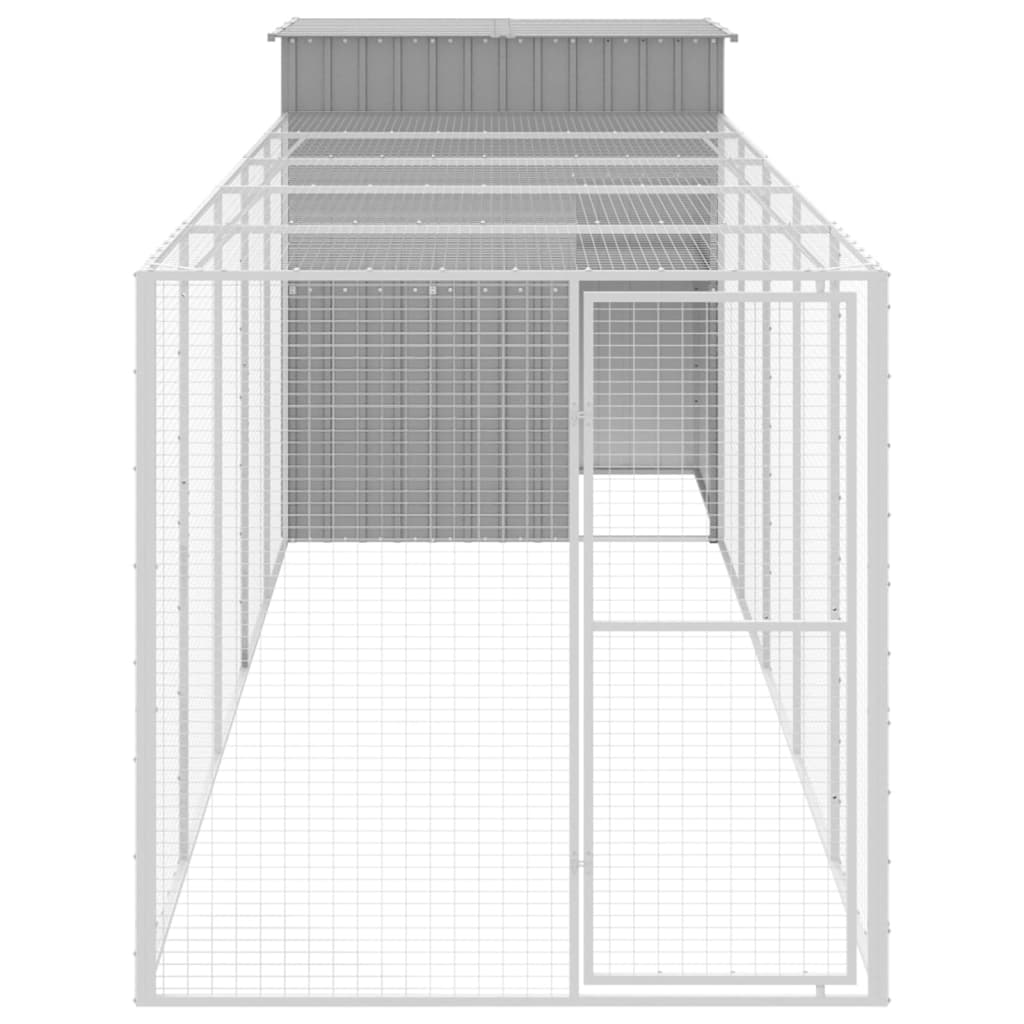Poulet Vidaxl avec course 165x659x181 cm Gris clair en acier