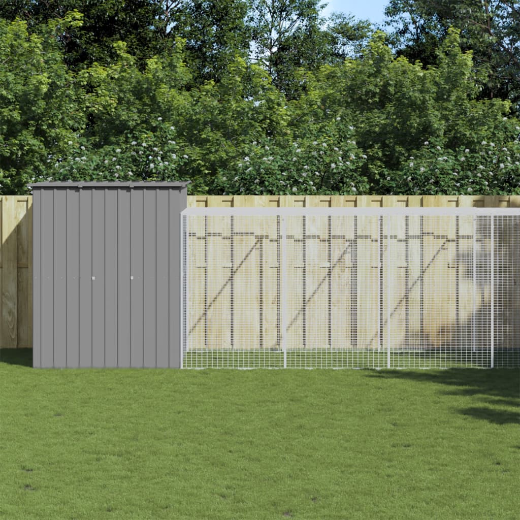 Poulet Vidaxl avec course 165x659x181 cm Gris clair en acier