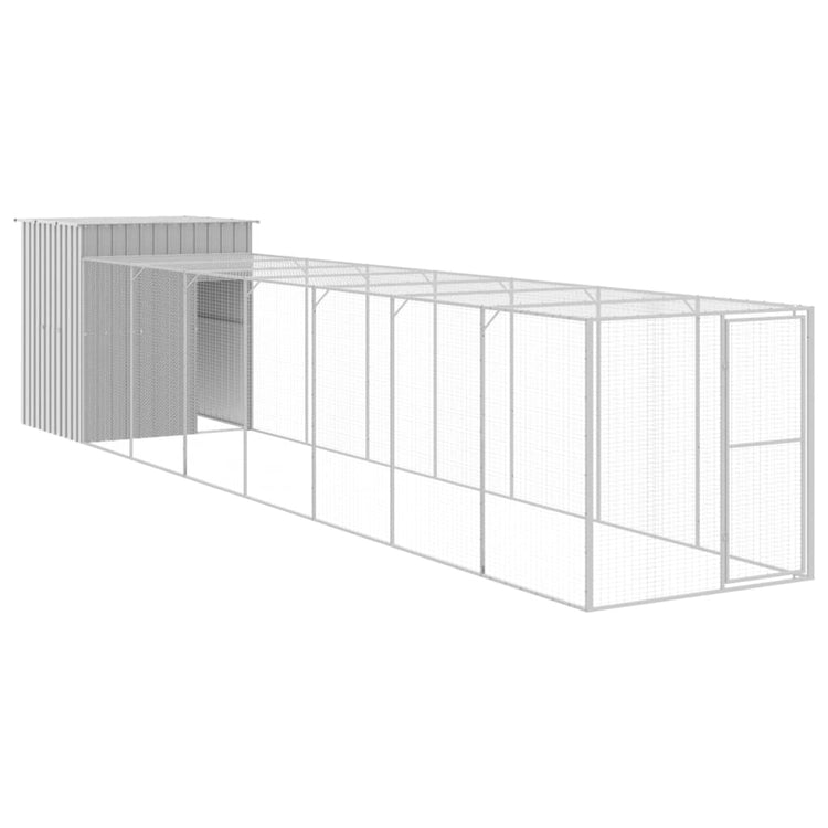 Poulet Vidaxl avec Run 165x863x181 cm Gray en acier galvanisé