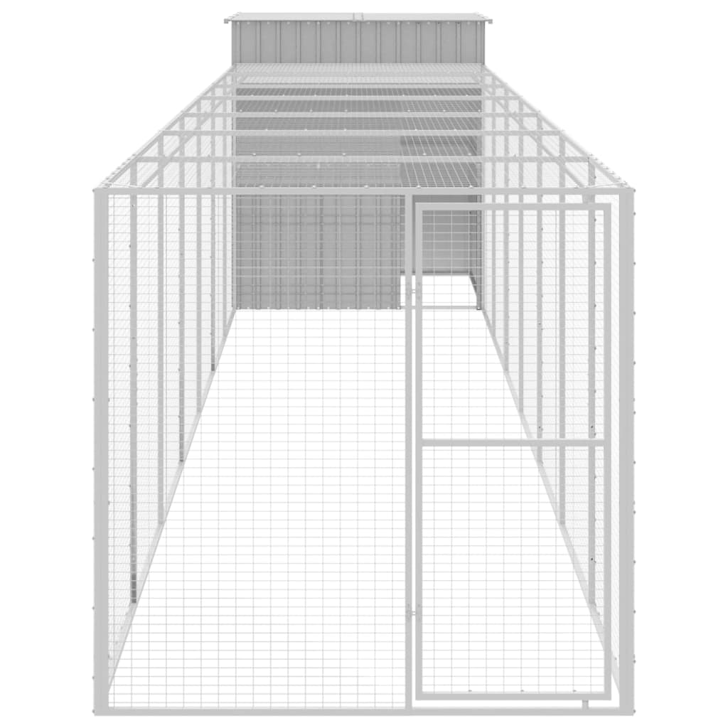 Poulet Vidaxl avec Run 165x863x181 cm Gray en acier galvanisé