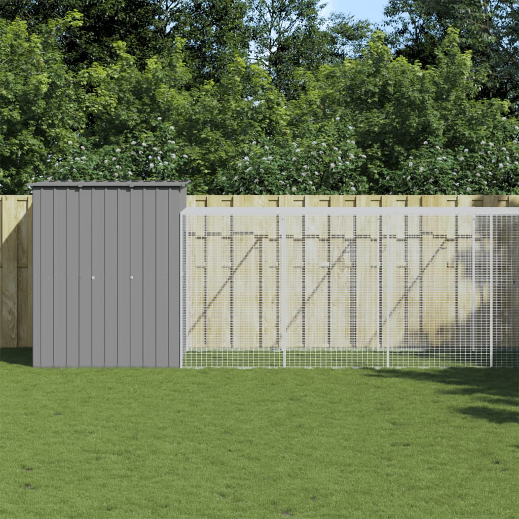 Poulet Vidaxl avec Run 165x863x181 cm Gray en acier galvanisé