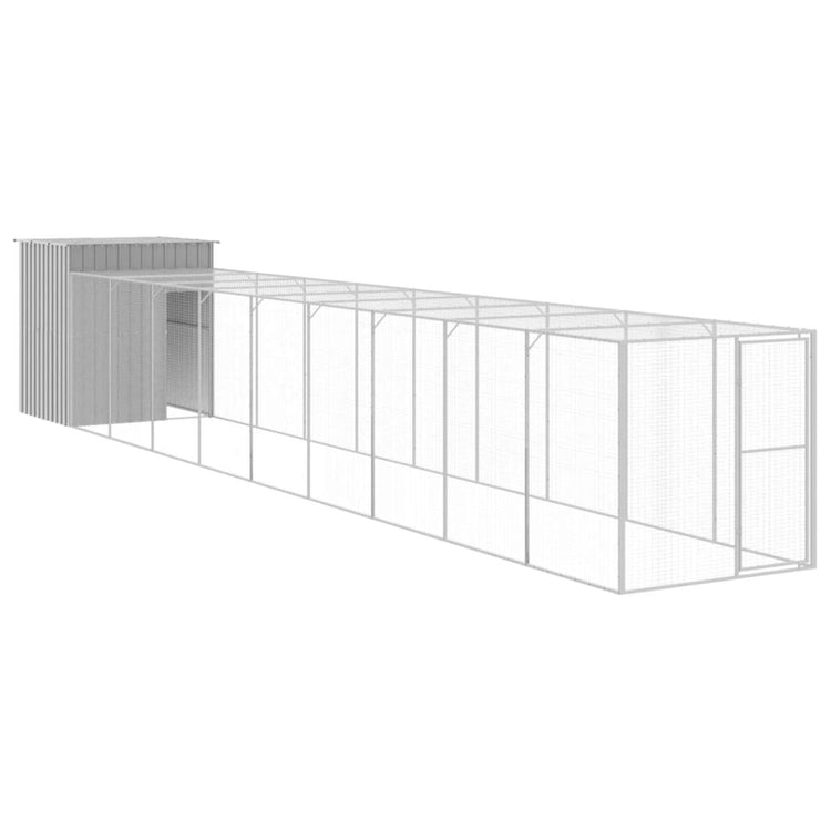 Poulet Vidaxl avec Run 165x1067x181 cm Gris clair en acier