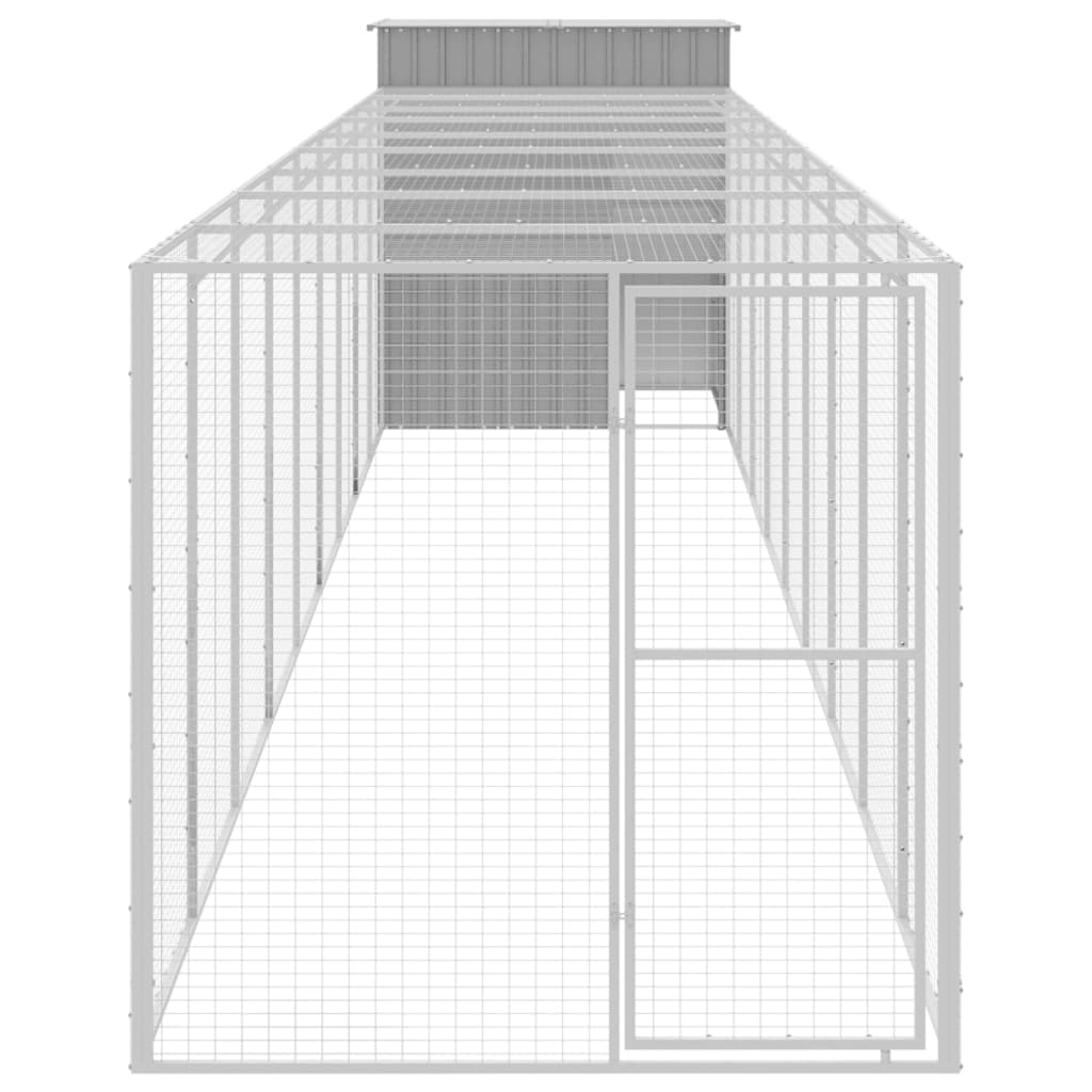 Poulet Vidaxl avec Run 165x1067x181 cm Gris clair en acier