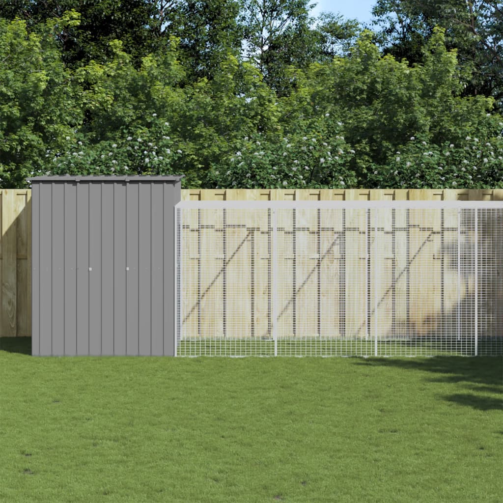 Poulet Vidaxl avec course 165x1271x181 cm Gris clair en acier
