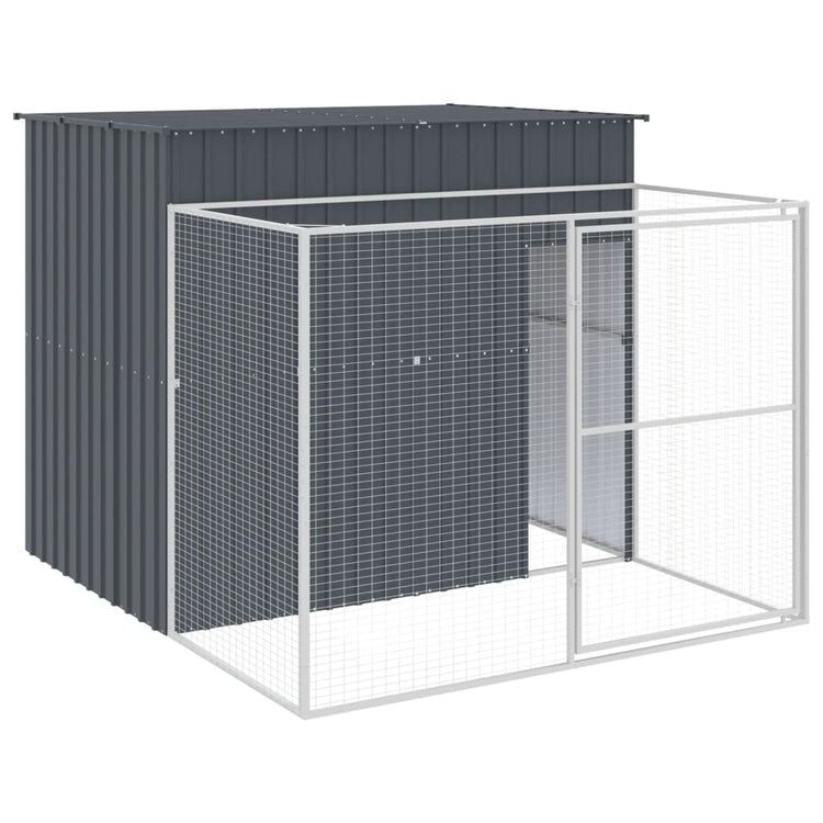 Vidaxl Dog Loft avec run 214x253x181 cm anthracite en acier galvanisé