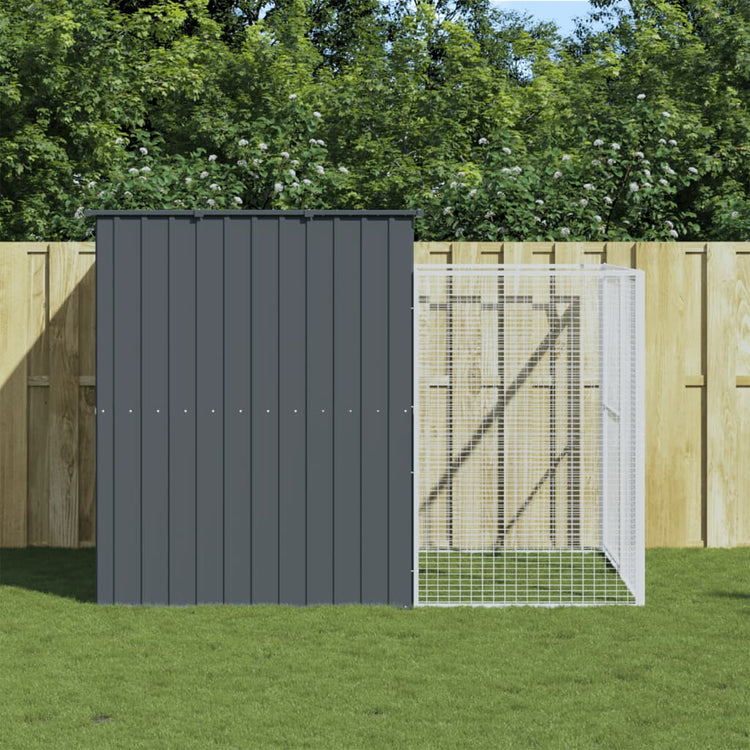 Vidaxl Dog Loft avec run 214x253x181 cm anthracite en acier galvanisé