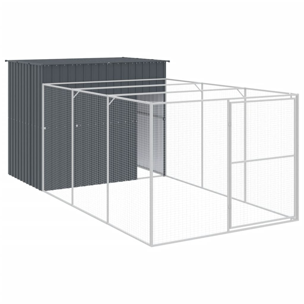 Vidaxl Dog Loft avec run 214x457x181 cm anthracite en acier galvanisé