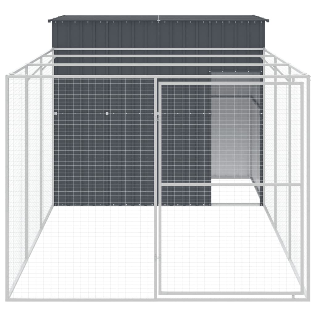 Vidaxl Dog Loft avec run 214x457x181 cm anthracite en acier galvanisé