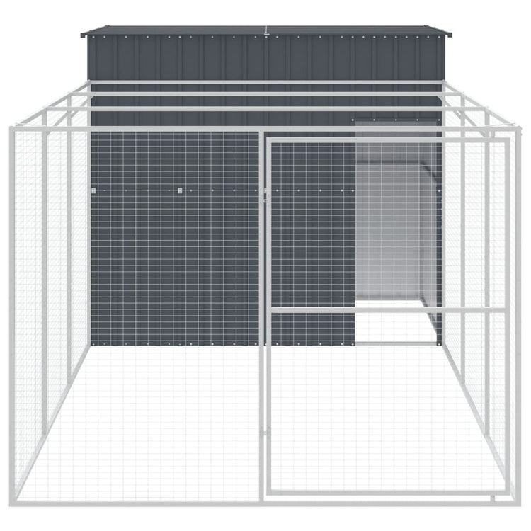 Vidaxl Dog Loft avec run 214x457x181 cm anthracite en acier galvanisé