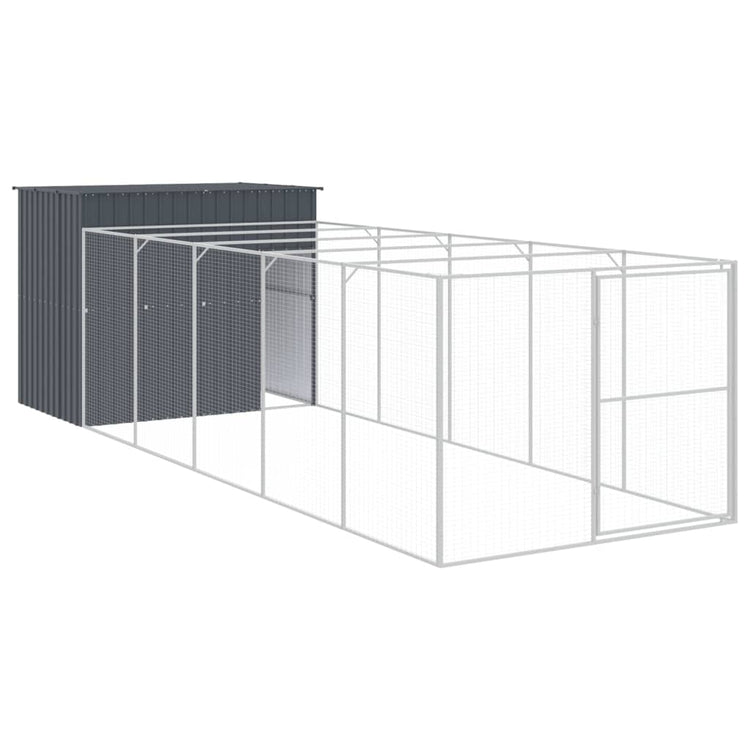 Vidaxl Dog Loft avec run 214x661x181 cm anthracite en acier galvanisé