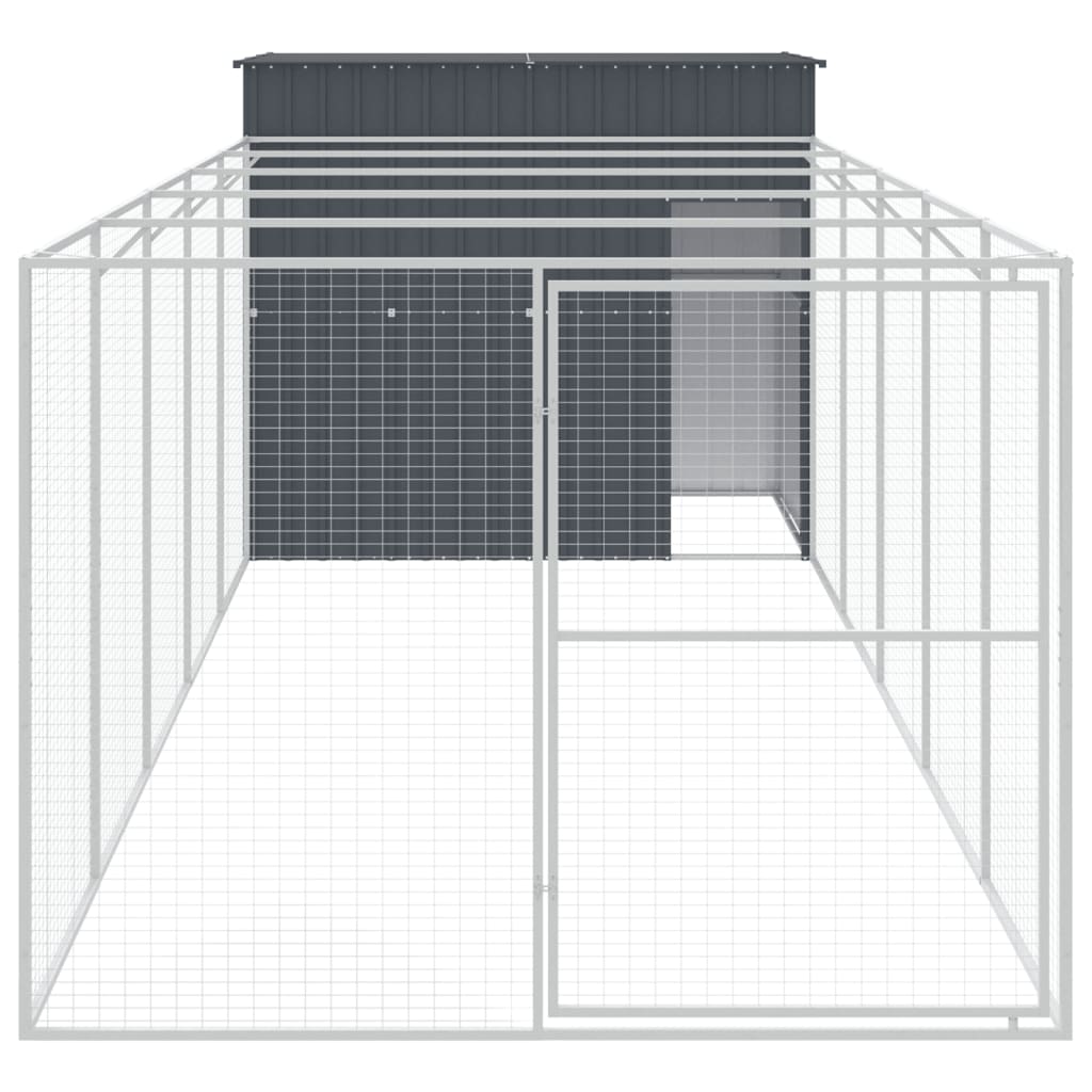 Vidaxl Dog Loft avec run 214x661x181 cm anthracite en acier galvanisé