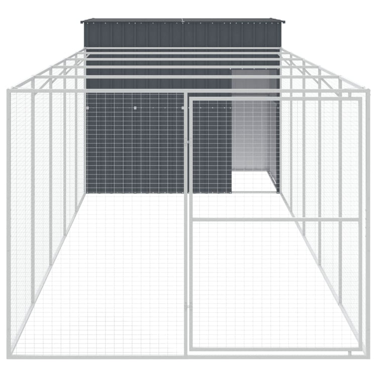 Vidaxl Dog Loft avec run 214x661x181 cm anthracite en acier galvanisé