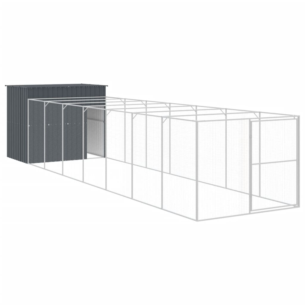 Vidaxl Dog Loft avec run 214x865x181 cm anthracite en acier galvanisé