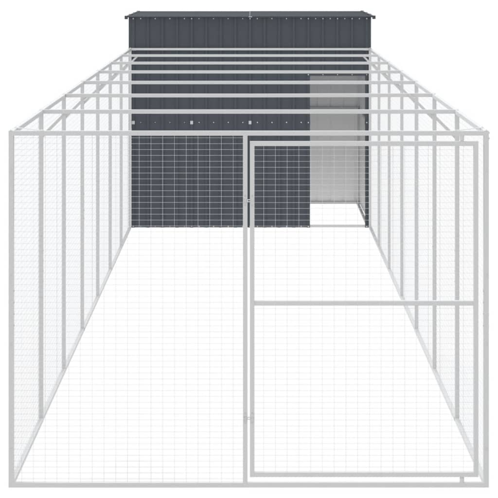 Vidaxl Dog Loft avec run 214x865x181 cm anthracite en acier galvanisé