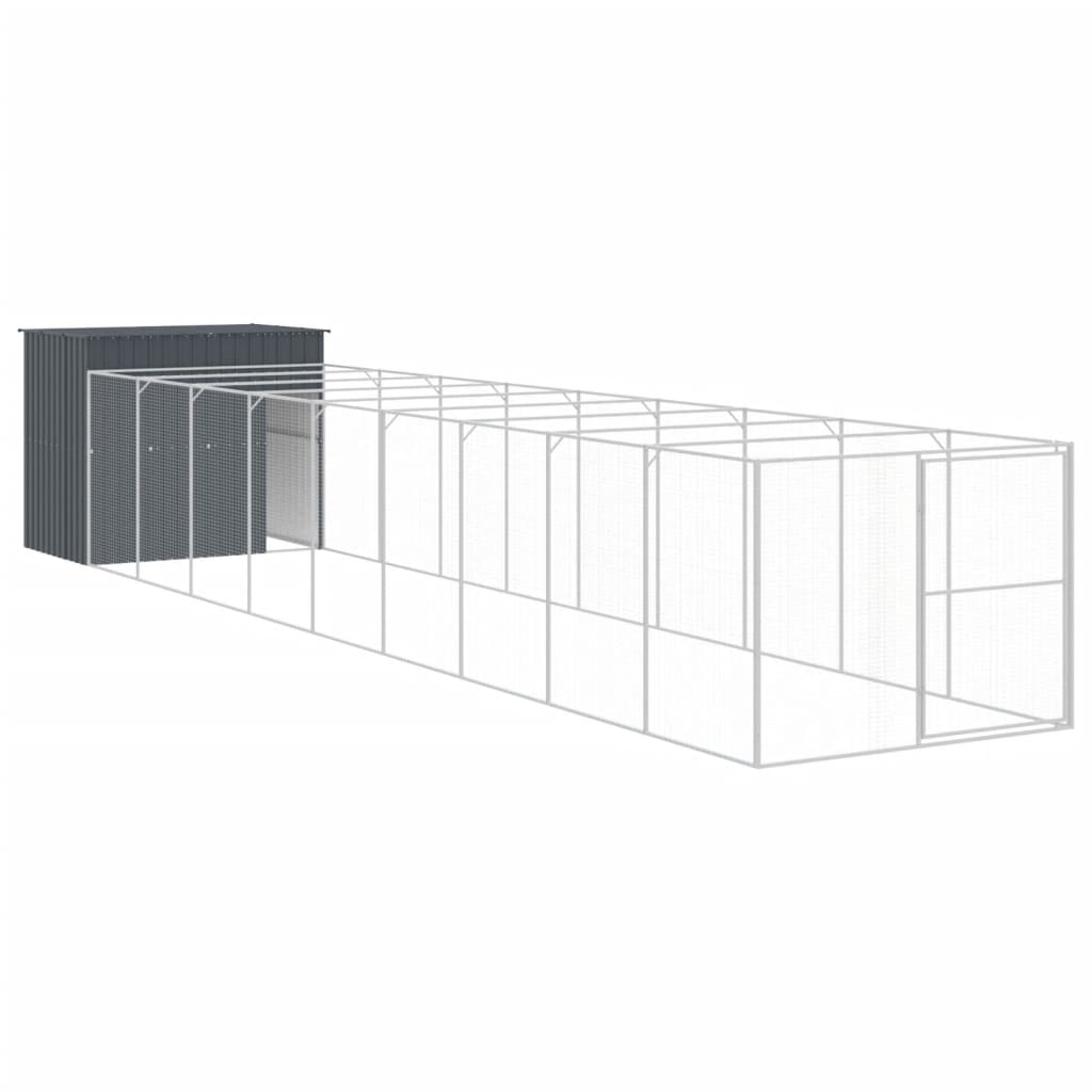 Vidaxl Dog Loft avec run 214x1069x181 cm en acier anthracite