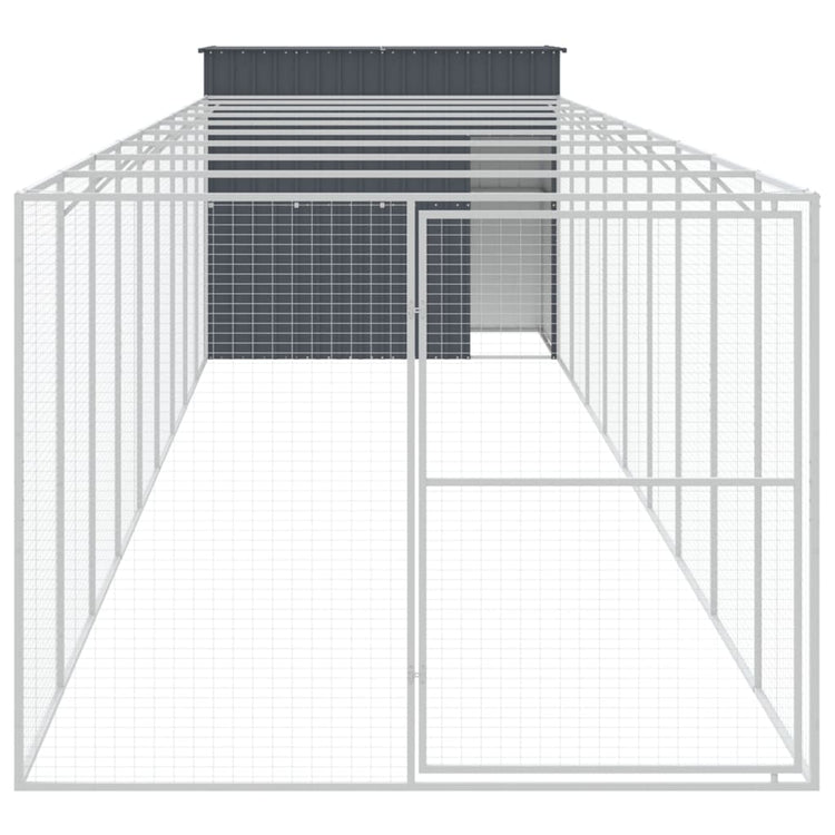 Vidaxl Dog Loft avec run 214x1069x181 cm en acier anthracite