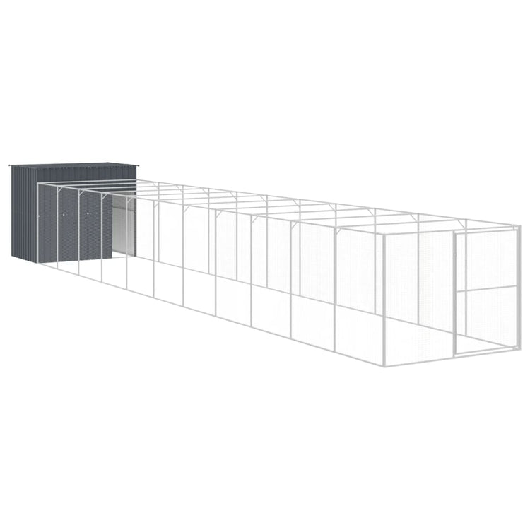 Vidaxl Dog Loft avec run 214x1273x181 cm en acier anthracite