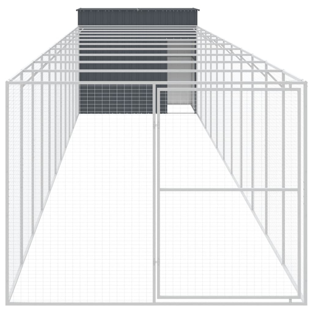 Vidaxl Dog Loft avec run 214x1273x181 cm en acier anthracite