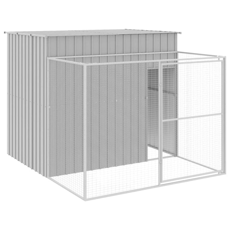 Vidaxl Dog Loft avec run 214x253x181 cm en acier gris clair