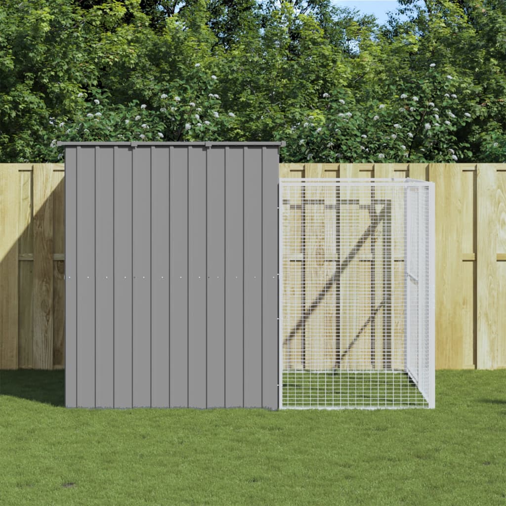 Vidaxl Dog Loft avec run 214x253x181 cm en acier gris clair