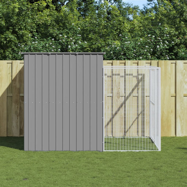 Vidaxl Dog Loft avec run 214x253x181 cm en acier gris clair