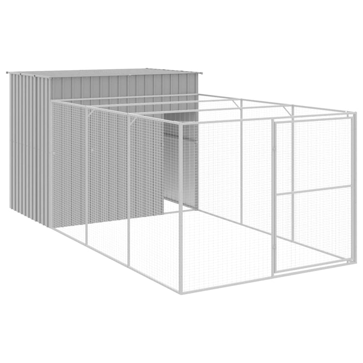 Vidaxl Dog Loft avec run 214x457x181 cm en acier gris clair