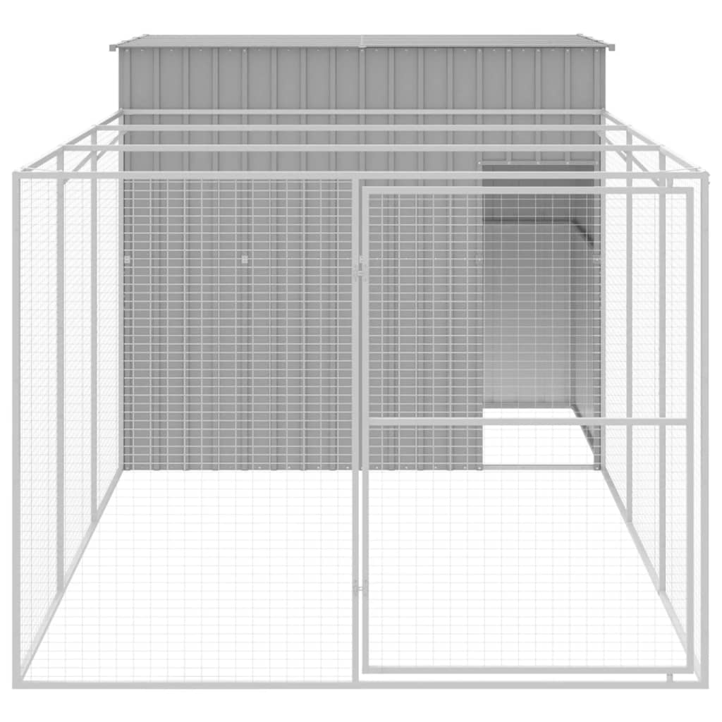 Vidaxl Dog Loft avec run 214x457x181 cm en acier gris clair