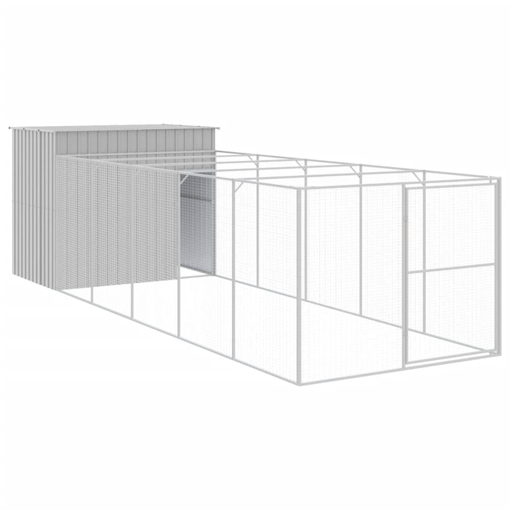 Vidaxl Dog Loft avec run 214x661x181 cm en acier gris clair