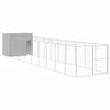 Vidaxl Dog Loft with Run 214x1069x181 cm en acier gris clair