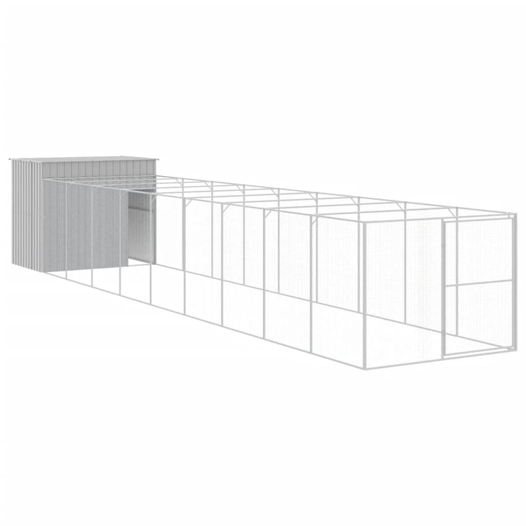 Vidaxl Dog Loft with Run 214x1069x181 cm en acier gris clair