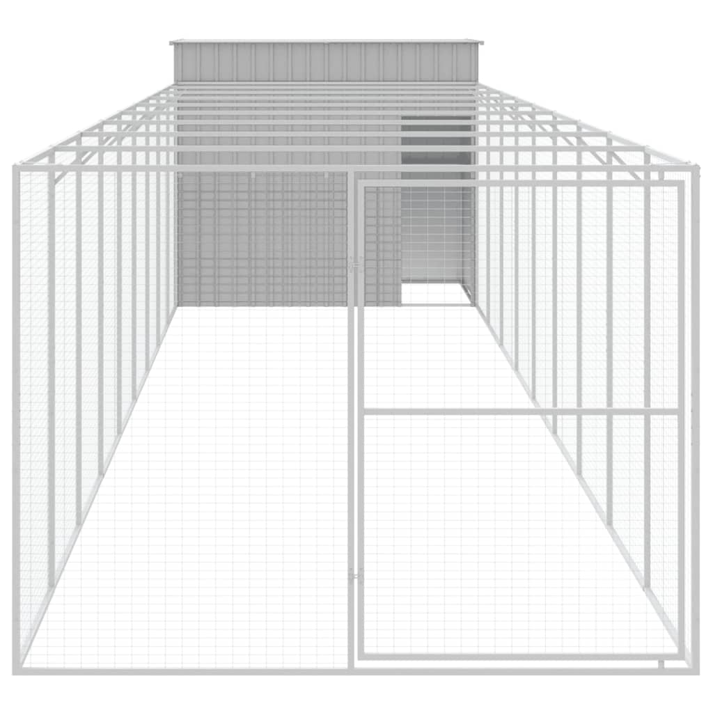 Vidaxl Dog Loft with Run 214x1069x181 cm en acier gris clair