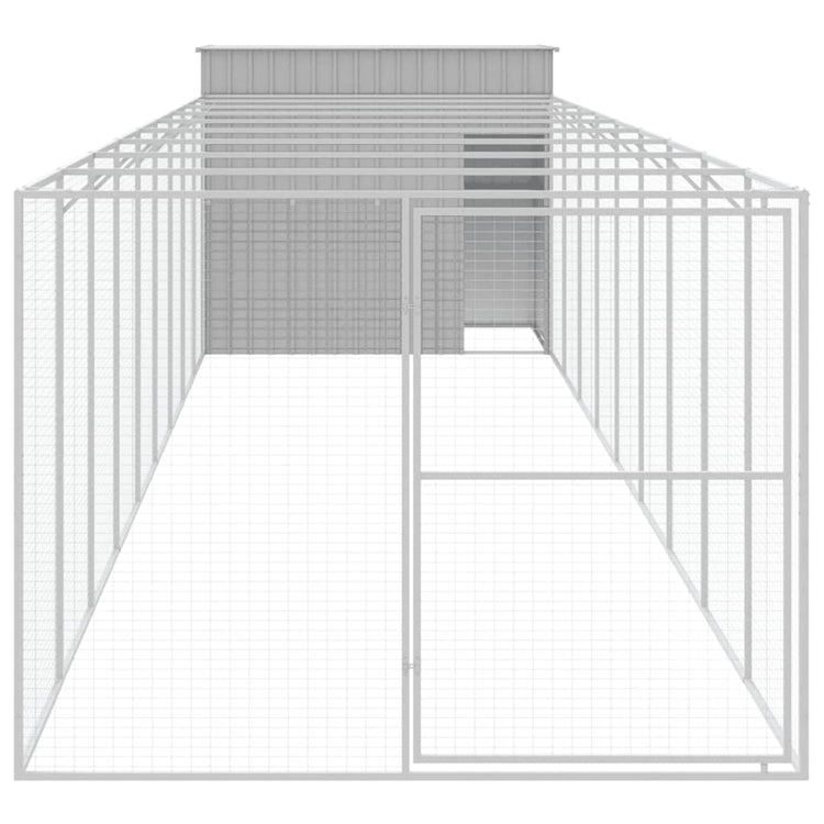 Vidaxl Dog Loft with Run 214x1069x181 cm en acier gris clair