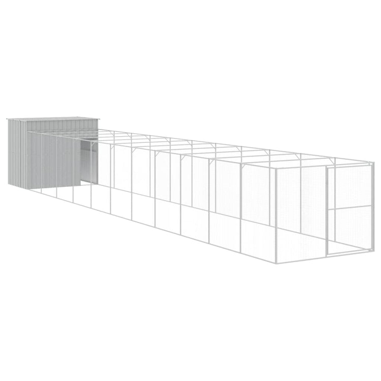 Vidaxl Dog Loft avec run 214x1273x181 cm en acier gris clair